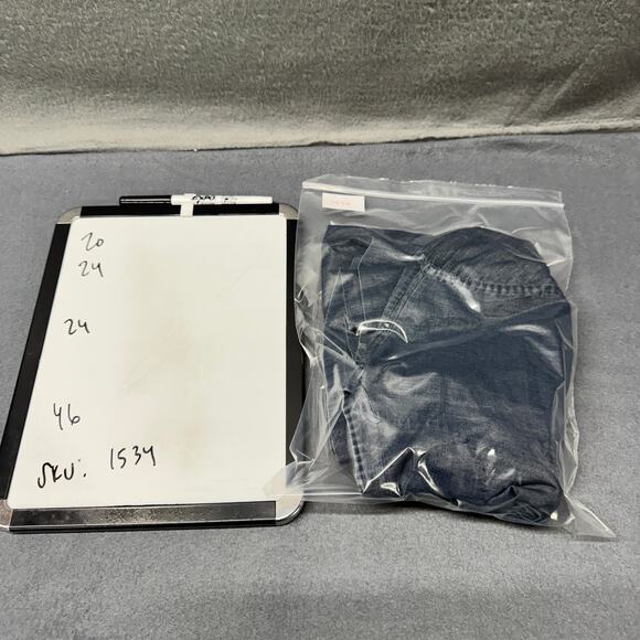 Le Sarte Pettegole Blouse Womens IT46 US Large Blue Chambray V-Neck Coastal - Picture 9 of 9